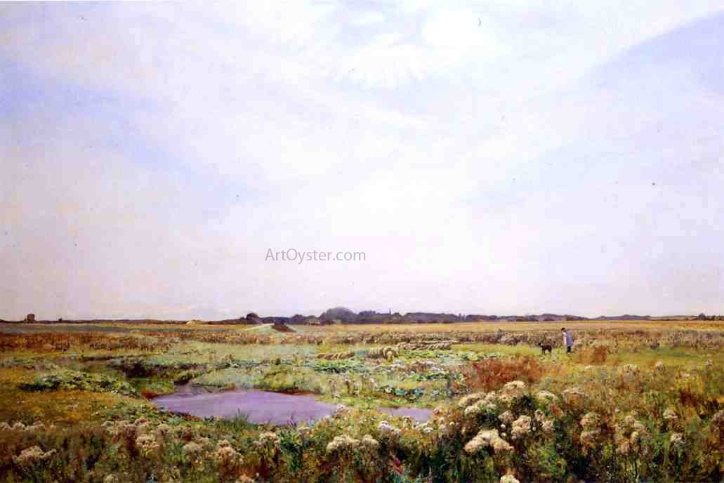 Sir Scott Murray Spring Landscape with a Shepherd and His Dog - Hand Painted Oil Painting