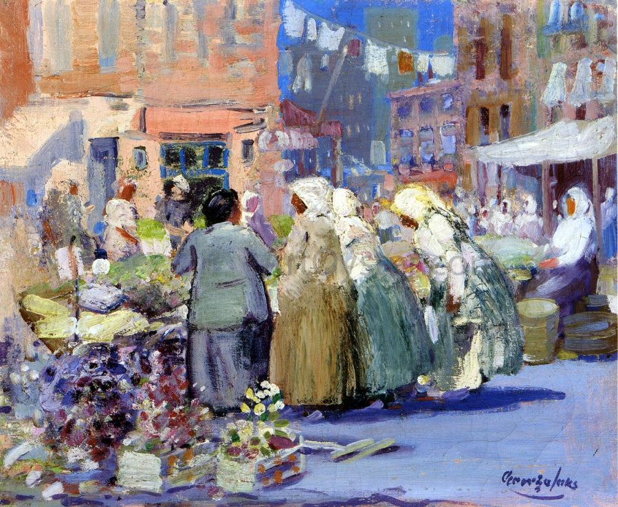 George Luks A Spring Morning, Houston and Division Streets, New York - Hand Painted Oil Painting