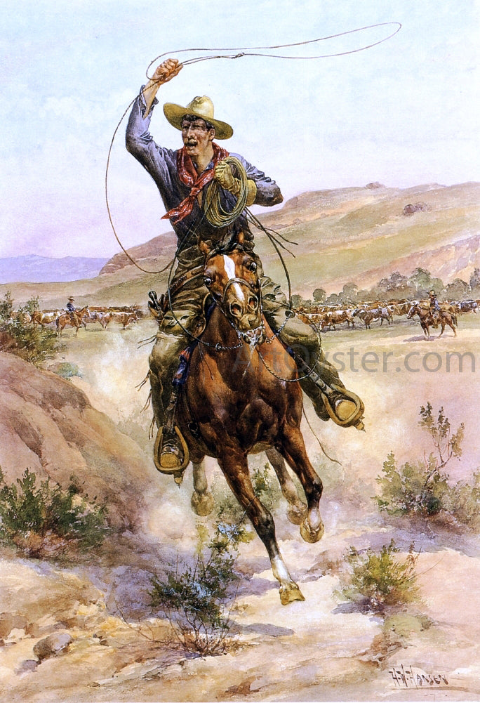 Herman W Hansen Spring Roundup - Hand Painted Oil Painting