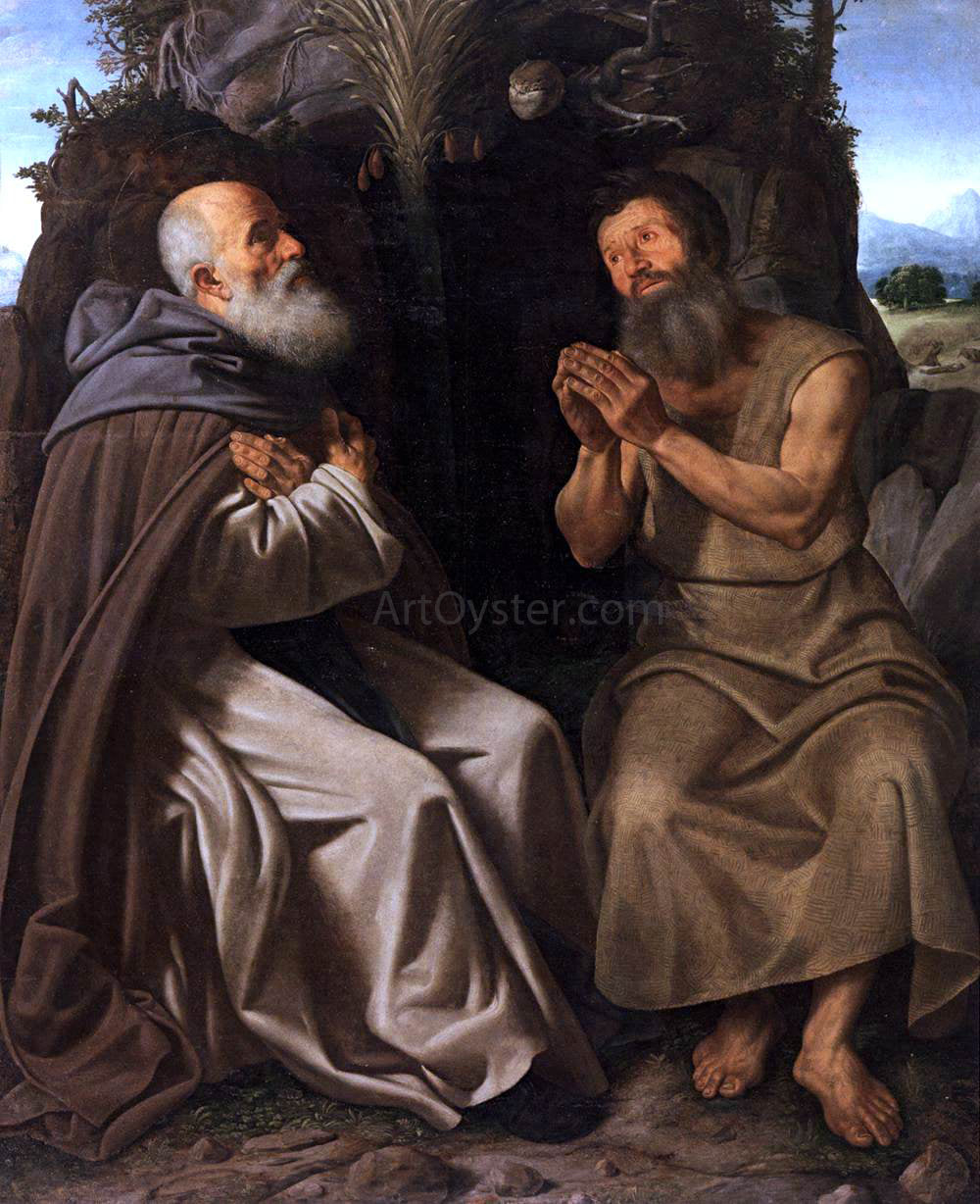 Giovanni Girolamo Savoldo St Anthony Abbot and St Paul - Hand Painted Oil Painting