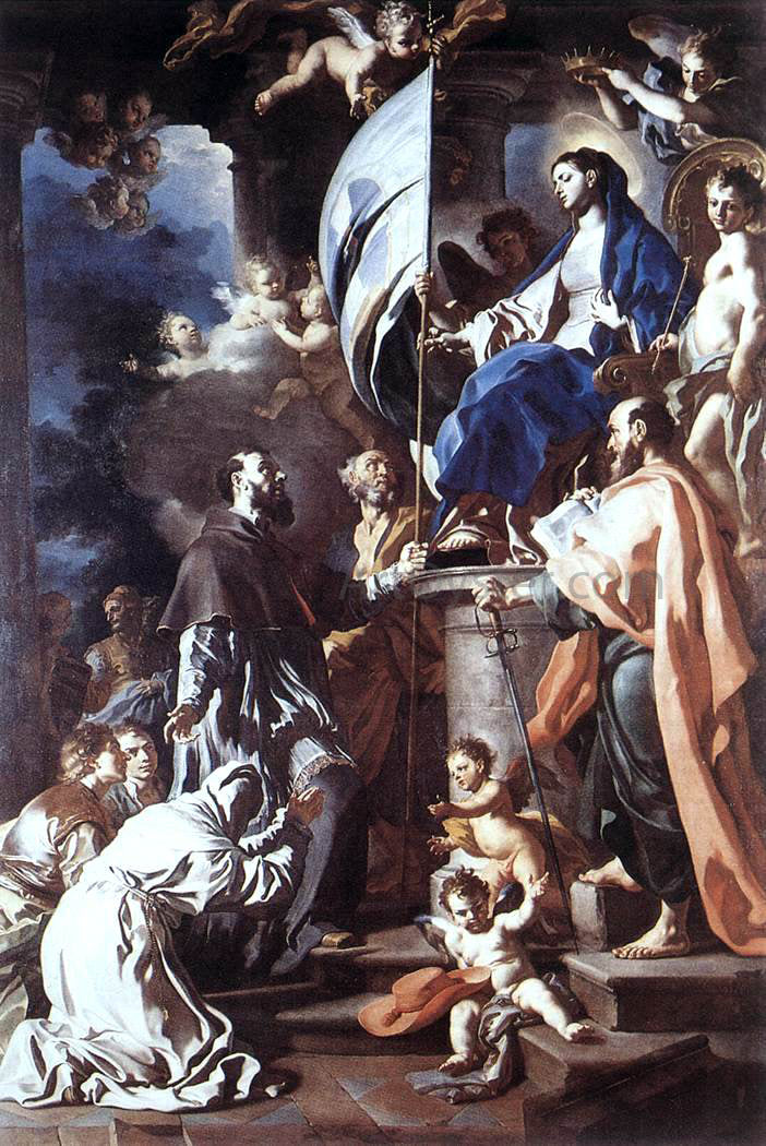 Francesco Solimena St Bonaventura Receiving the Banner of St Sepulchre from the Madonna - Hand Painted Oil Painting