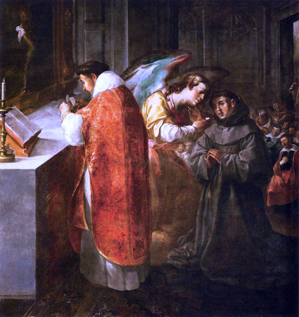 The Elder Francisco De Herrera St Bonaventura Receiving the Host from the Hands of an Angel - Hand Painted Oil Painting