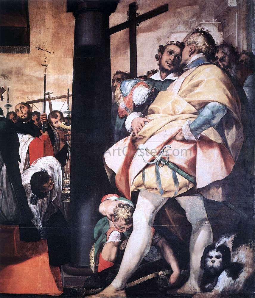 Giovanni Battista Crespi St Carlo Borromeo Erecting Crosses a the Gates of Milan (detail) - Hand Painted Oil Painting