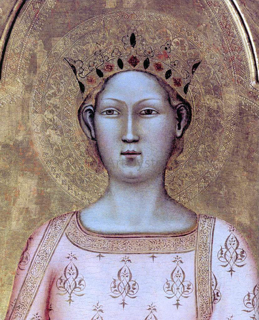 Bernardo Daddi St Catherine of Alexandria with Donor and Christ Blessing (detail) - Hand Painted Oil Painting