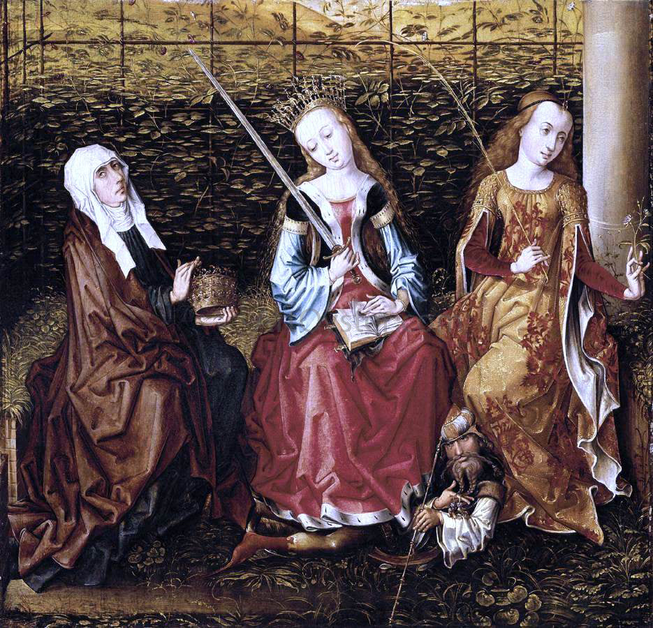 Master Sainte Gudule St Catherine of Alexandria with Sts Elizabeth of Hungary and Dorothy - Hand Painted Oil Painting