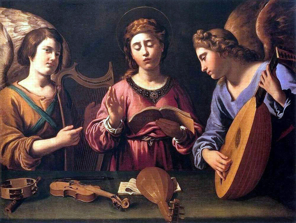 Antiveduto Gramatica St Cecilia with Two Angels - Hand Painted Oil Painting