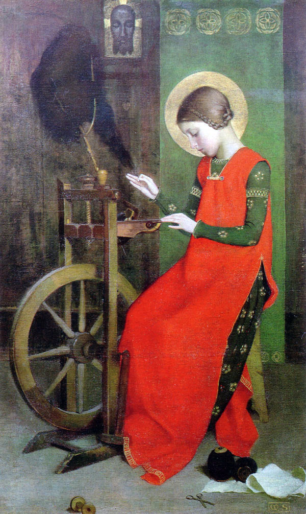  Marianne Preindelsberger Stokes St Elizabeth of Hungary Spinning for the Poor - Hand Painted Oil Painting