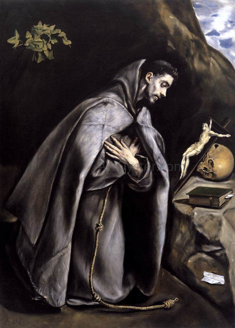 El Greco St Francis Meditating - Hand Painted Oil Painting
