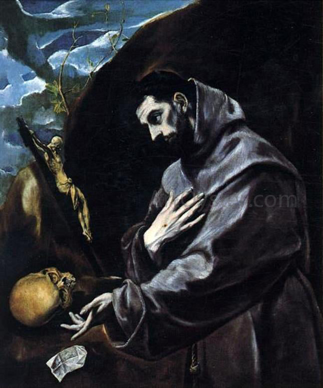 El Greco St Francis Praying - Hand Painted Oil Painting