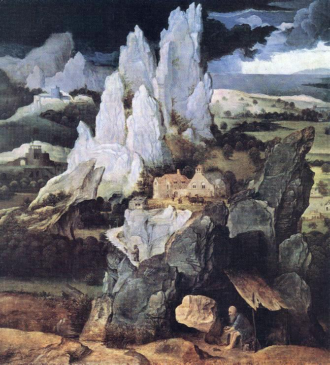 Joachim Patenier St Jerome in Rocky Landscape - Hand Painted Oil Painting