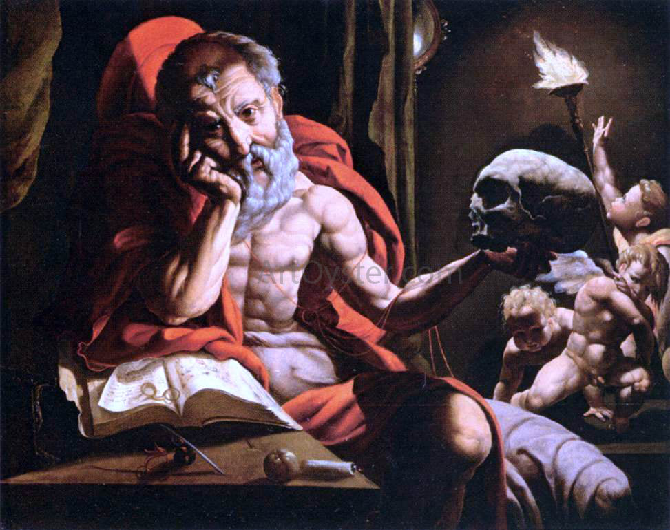 Jan Cornelisz Vermeyen St Jerome Meditating - Hand Painted Oil Painting