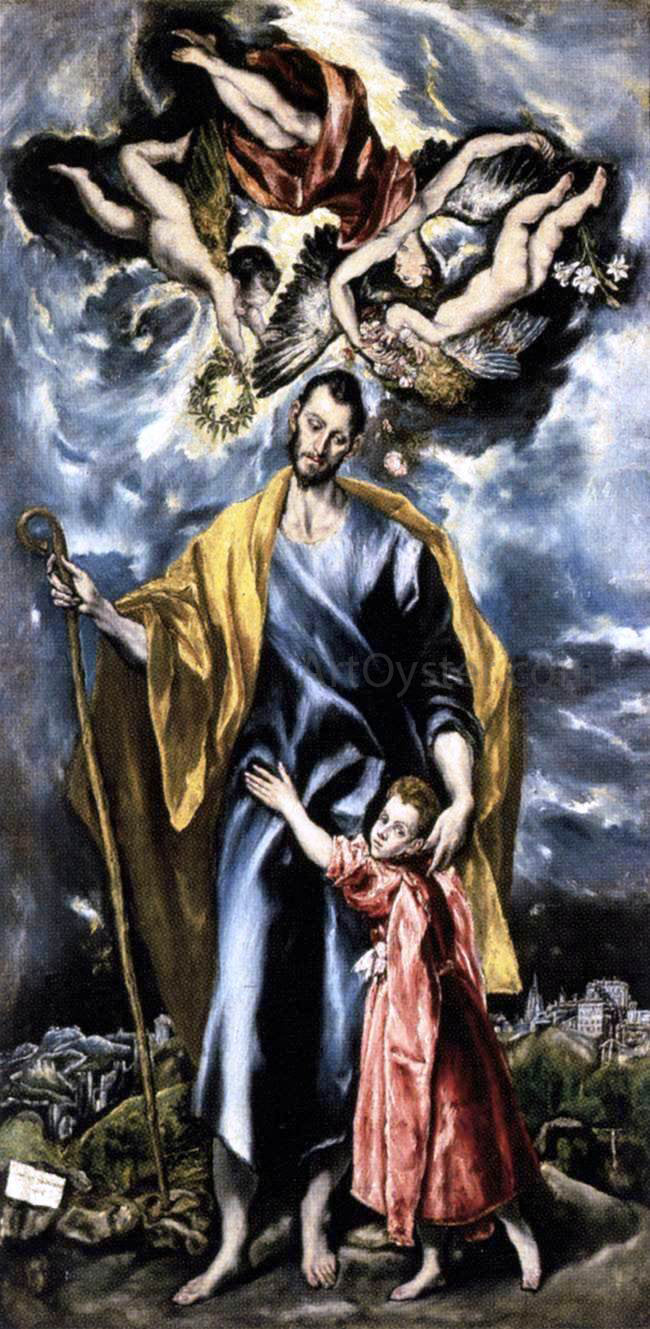 El Greco St Joseph and the Christ Child - Hand Painted Oil Painting