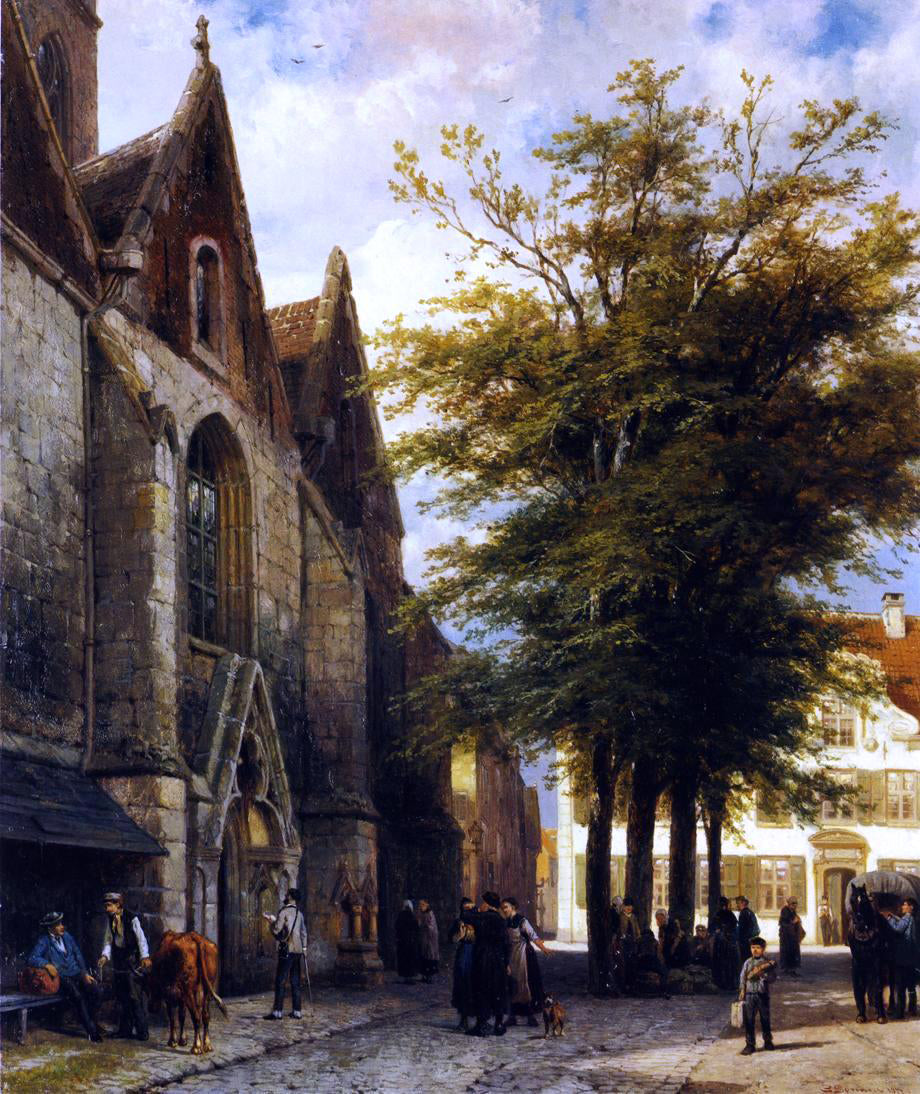 Cornelis Springer St. Joseph's Church in Hamelen - Hand Painted Oil Painting