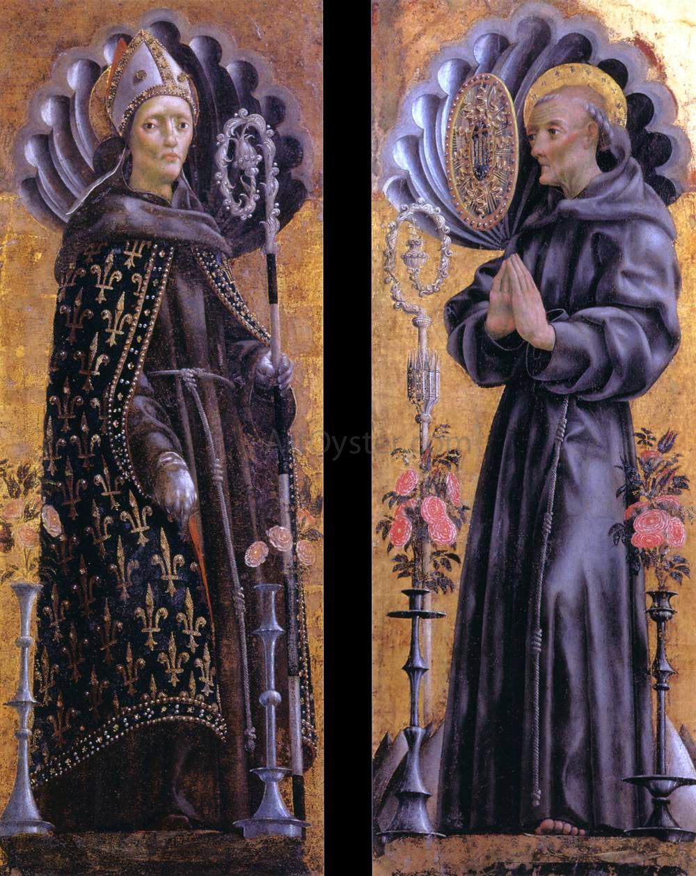  Michele Pannonio St Louis of Toulouse; St Bernardino of Siena - Hand Painted Oil Painting