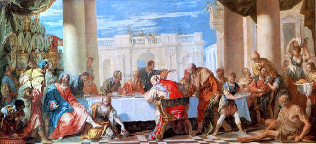 Sebastiano Ricci St Magdalen Anointing Feet of Christ - Hand Painted Oil Painting