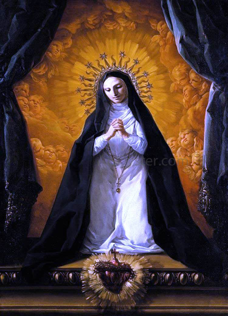 Corrado Giaquinto St Margaret Mary Alacoque Contemplating the Sacred Heart of Jesus - Hand Painted Oil Painting