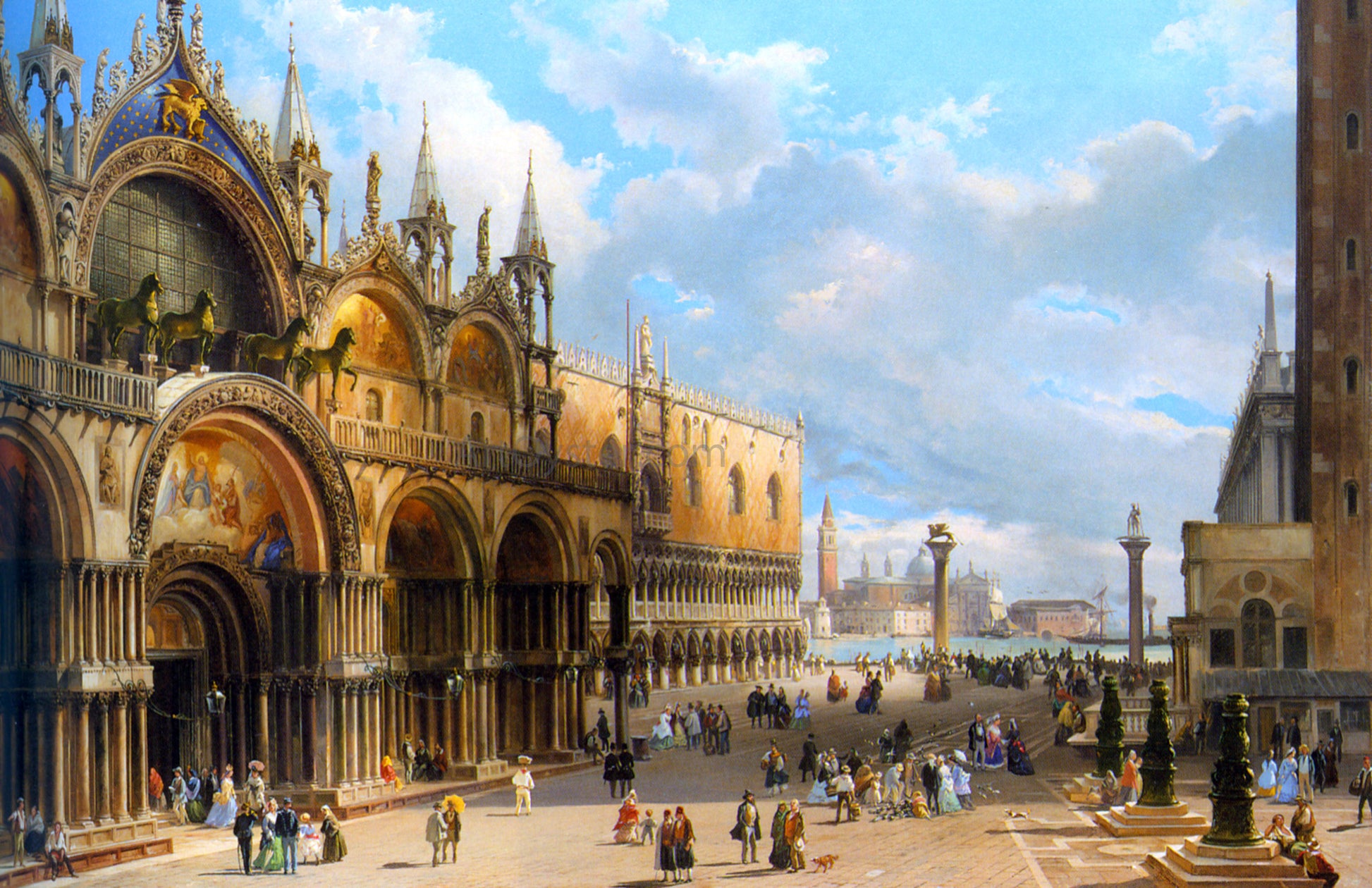  Carlo Grubacs At St. Marks and the Doges Palace, Venice - Hand Painted Oil Painting