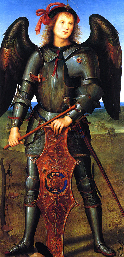 Pietro Perugino St. Michael (Panel of the Polytych of Certosa di Pavia) - Hand Painted Oil Painting