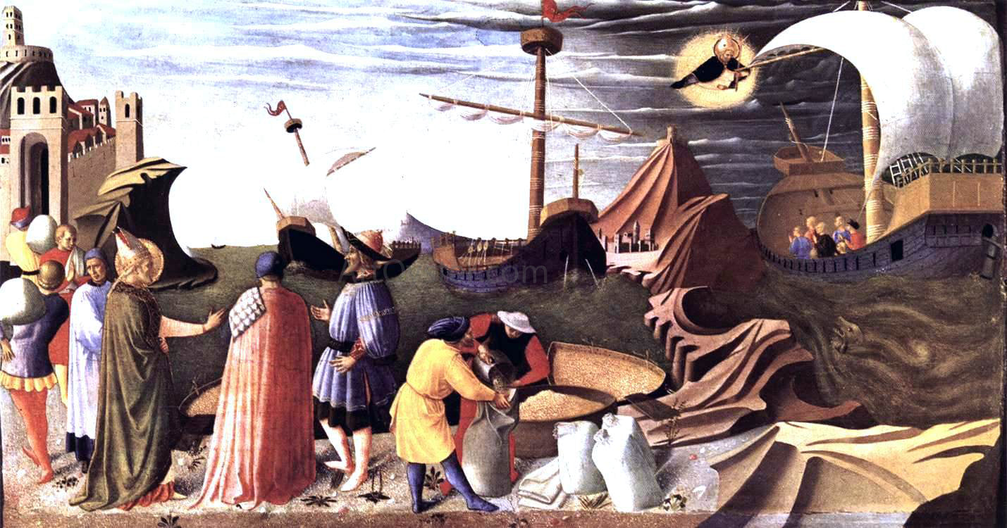 Fra Angelico St Nicholas saves the ship (Perugia Altarpiece) - Hand Painted Oil Painting
