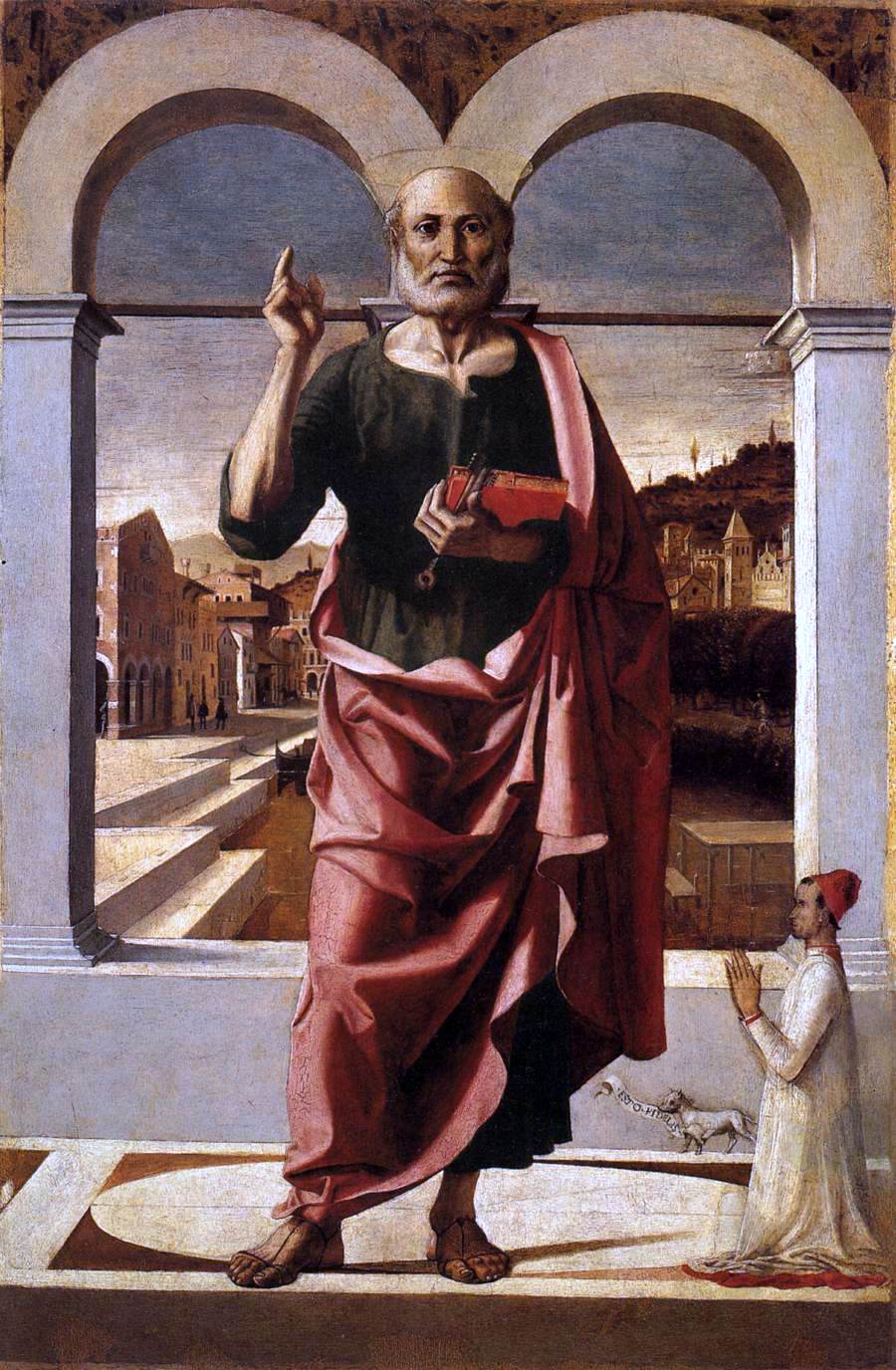 Bartolomeo Montagna St Peter Blessing and Donor - Hand Painted Oil Painting