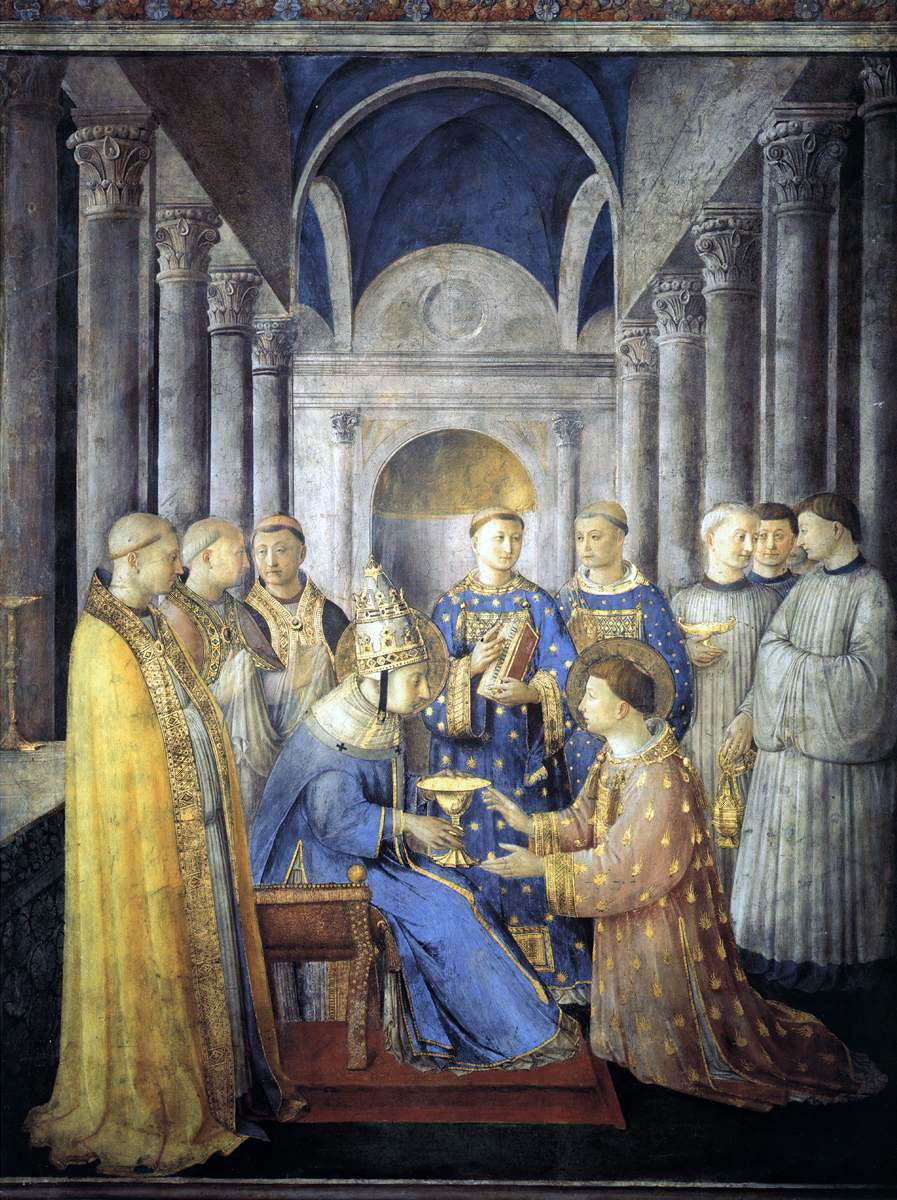 Fra Angelico St Peter Consacrates St Lawrence as Deacon (Cappella Niccolina, Palazzi Pontifici, Vatican) - Hand Painted Oil Painting