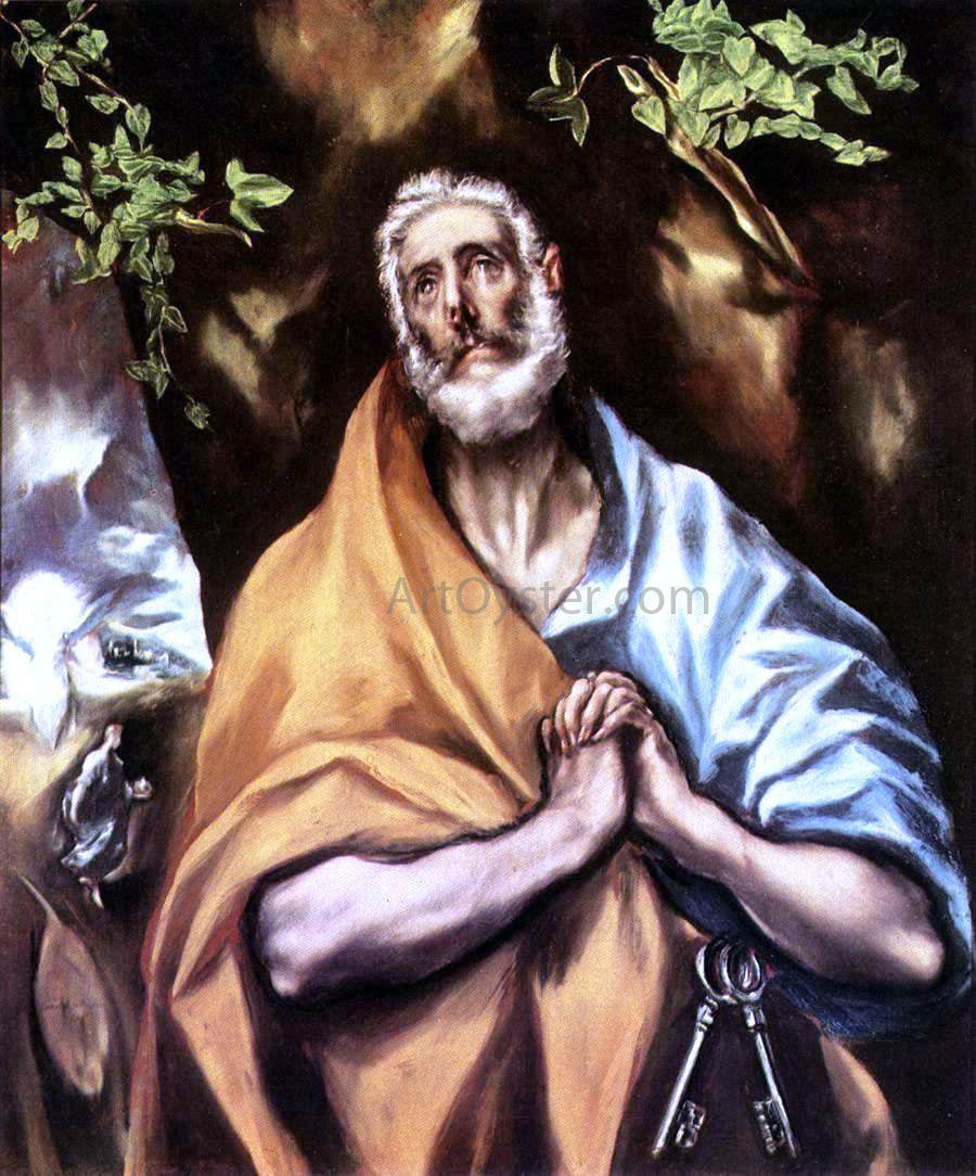 El Greco St Peter in Penitence - Hand Painted Oil Painting