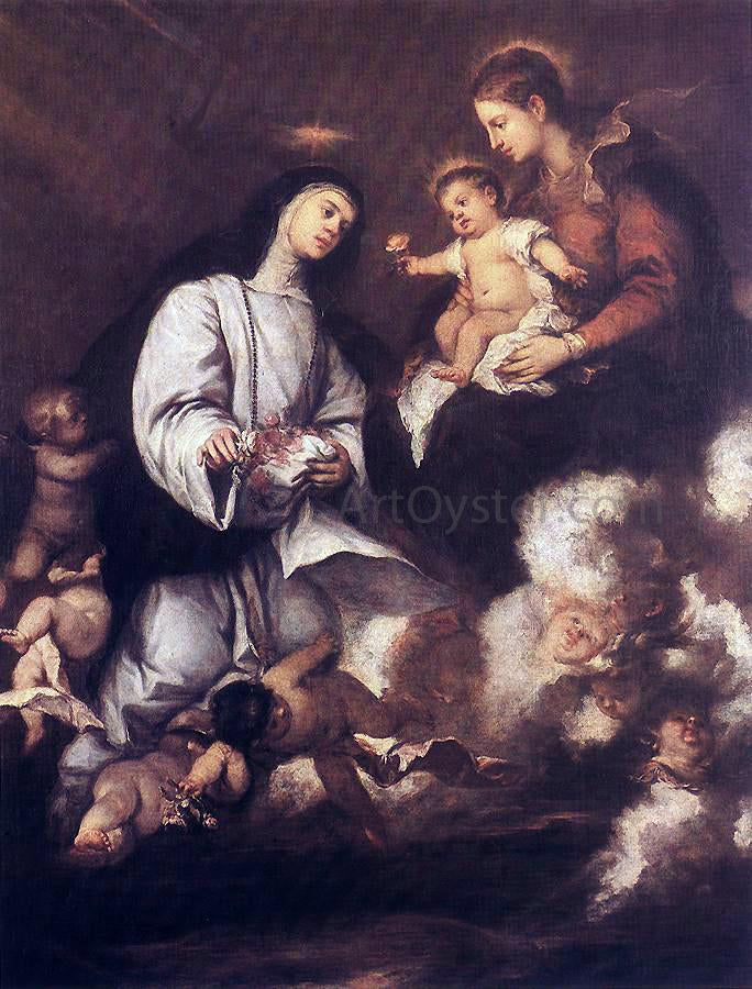 Jose Antolinez St Rose of Lima Before the Madonna - Hand Painted Oil Painting