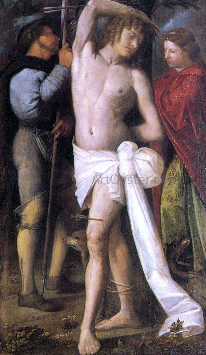 Giovanni Cariani St Sebastian between St Roch and St Margaret - Hand Painted Oil Painting
