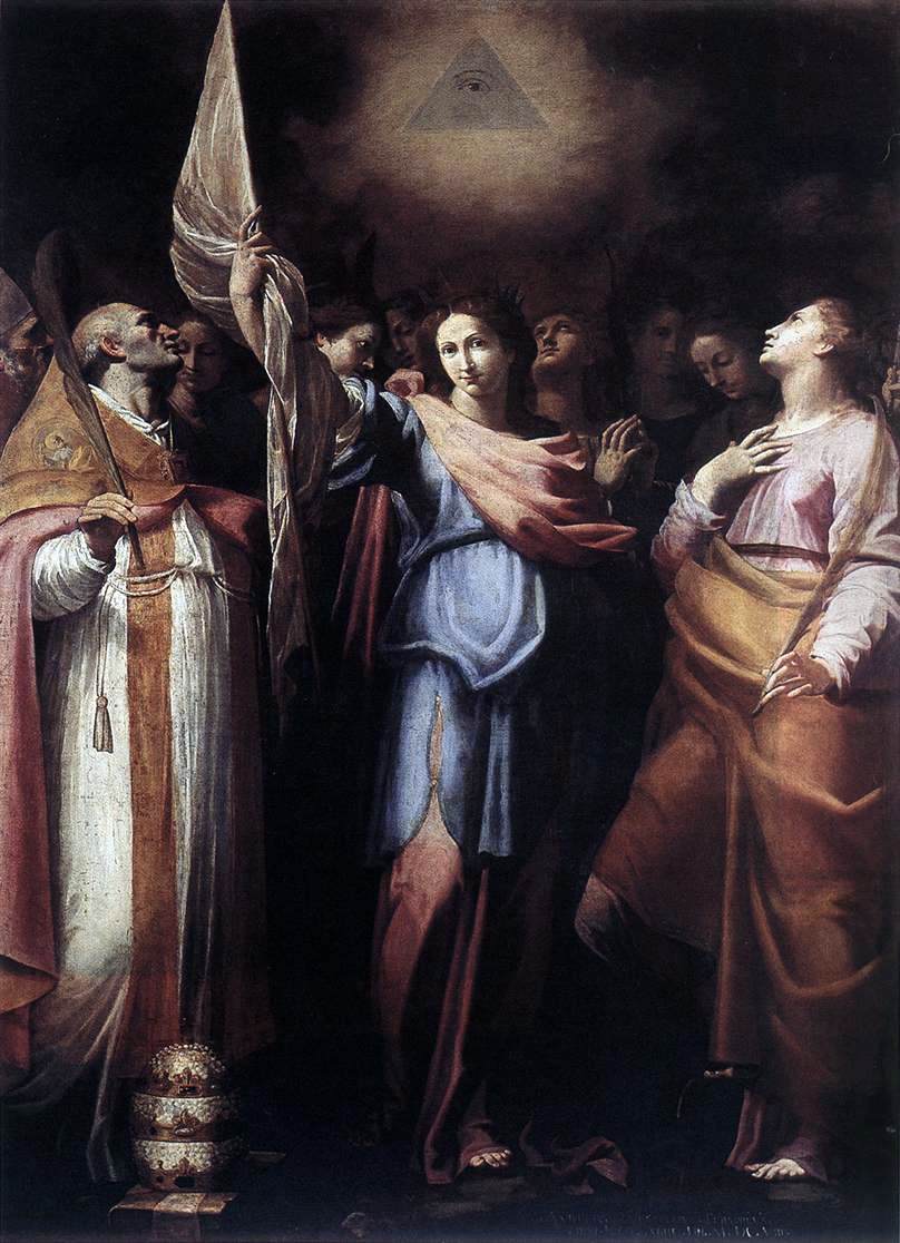Bartolomeo Cavarozzi St Ursula and Her Companions with Pope Ciriacus and St Catherine of Alexandria - Hand Painted Oil Painting
