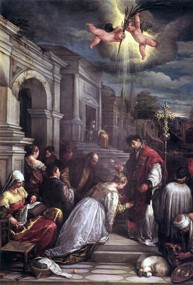 Jacopo Bassano St Valentine Baptizing St Lucilla - Hand Painted Oil Painting