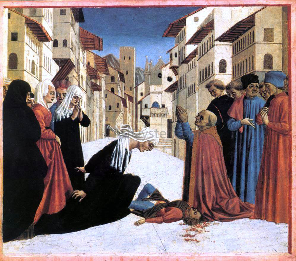 Domenico Veneziano St Zenobius Performs a Miracle (predella 4) - Hand Painted Oil Painting