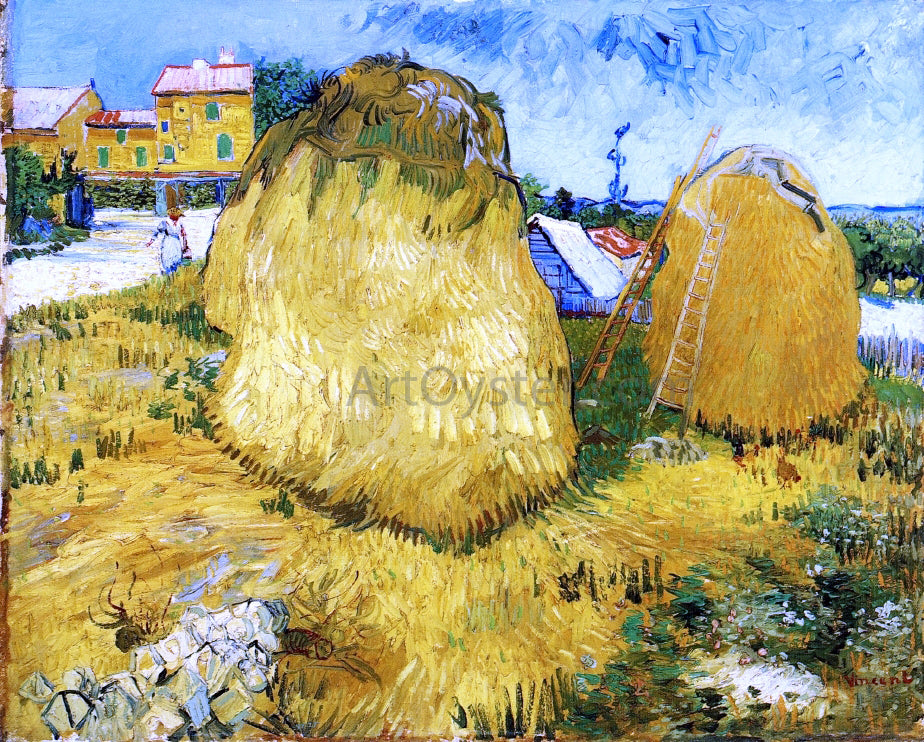 Vincent Van Gogh A Stack of Wheat near a Farmhouse - Hand Painted Oil Painting