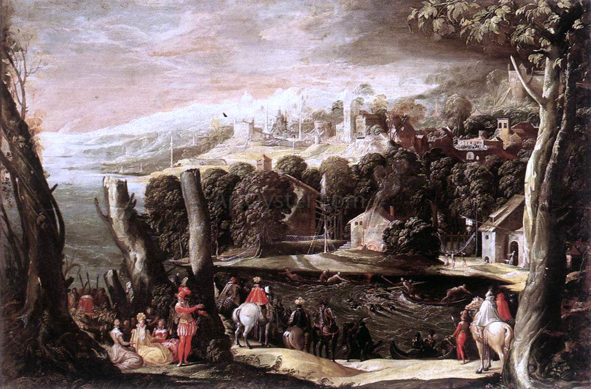 Niccolo Dell'Abbate Stag Hunt - Hand Painted Oil Painting