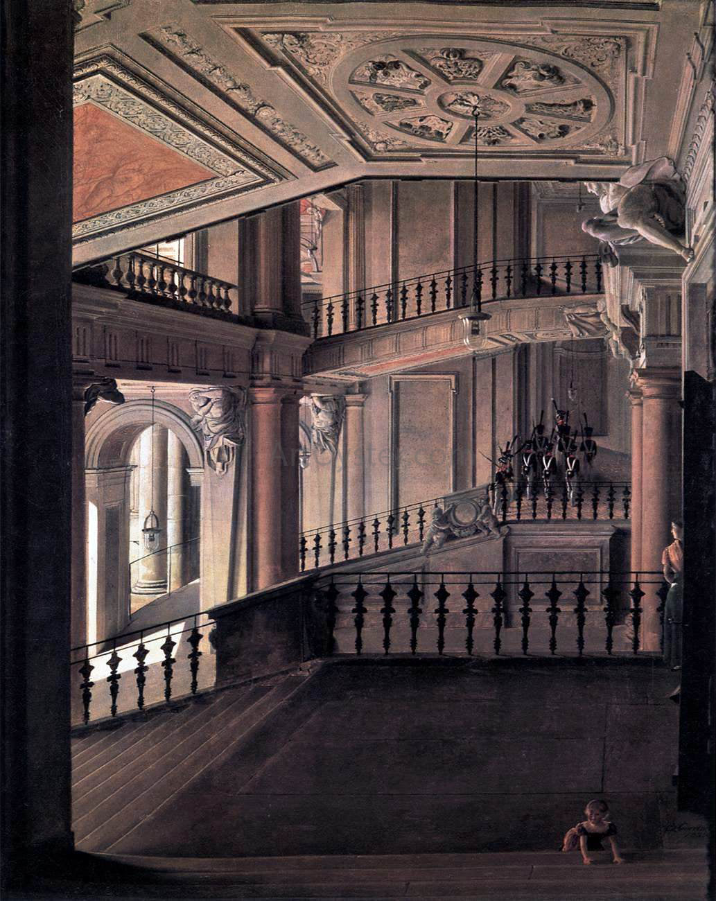  Eduard Gaertner Staircase in the Berlin Palace - Hand Painted Oil Painting