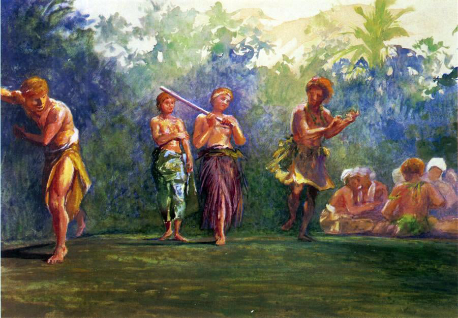 John La Farge Standing Dance, Standing Figures (also known as Standing Dance Representing a Game of Ball) - Hand Painted Oil Painting