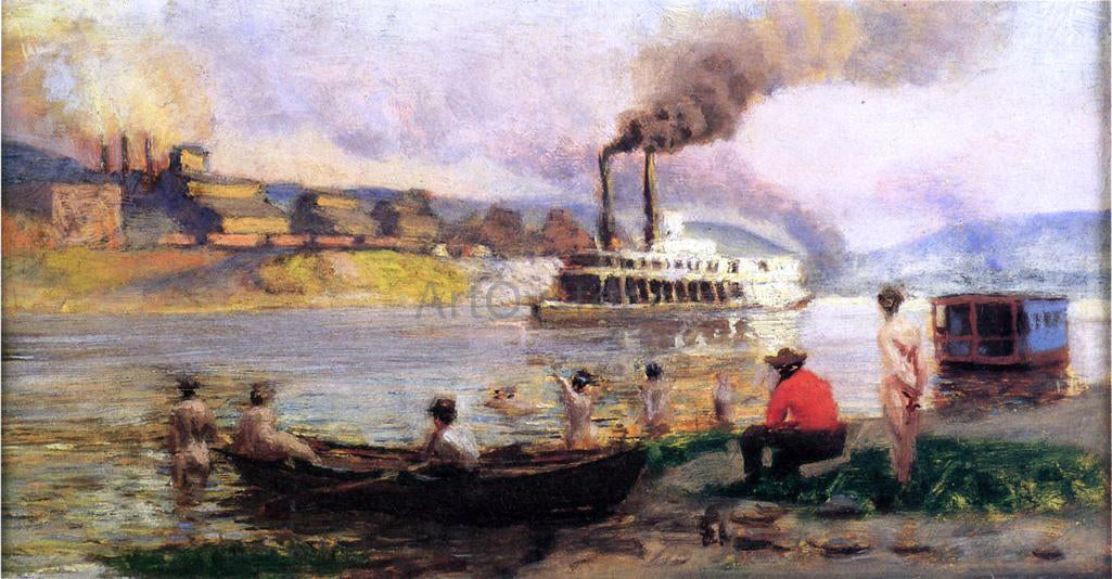 Thomas Pollock Anschutz Steamboat on the Ohio - Hand Painted Oil Painting