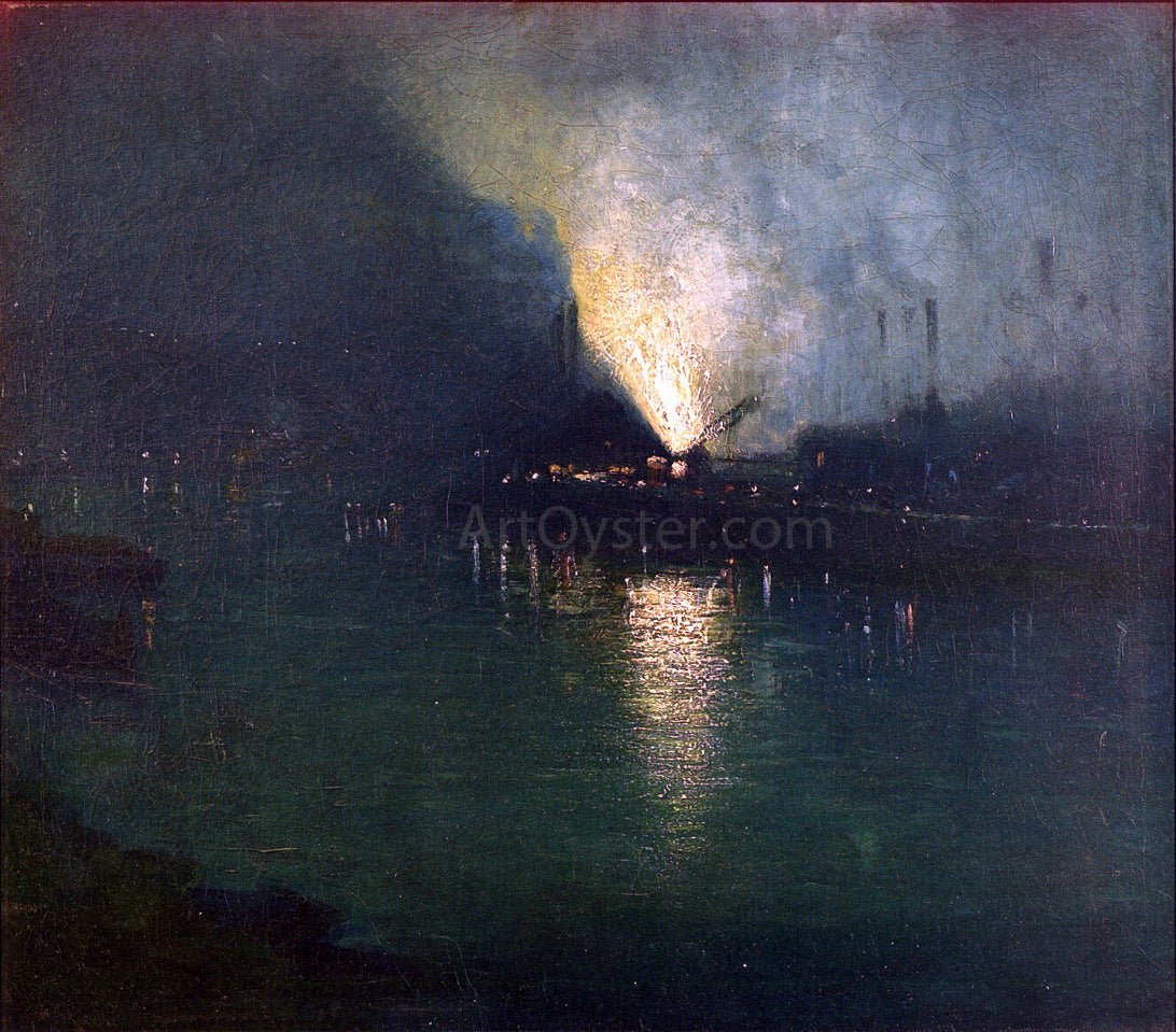  Aaron Harry Gorson Steel Mills - Nocturne, Pittsburgh - Hand Painted Oil Painting