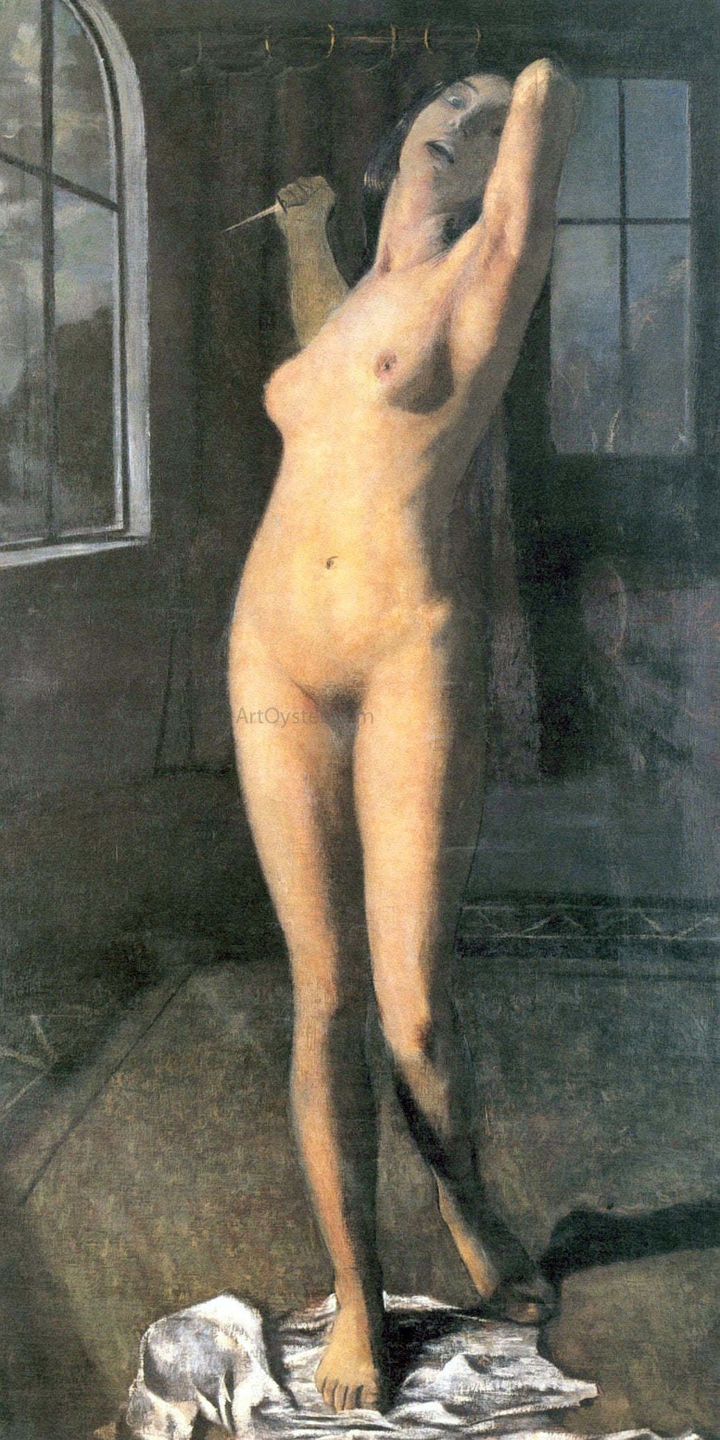  Otto Mueller Stehender Maedchenakt mit Dolch (Lukretia) - Hand Painted Oil Painting