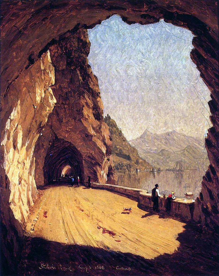  Sanford Robinson Gifford Stelvio Road by Lago di Como - Hand Painted Oil Painting