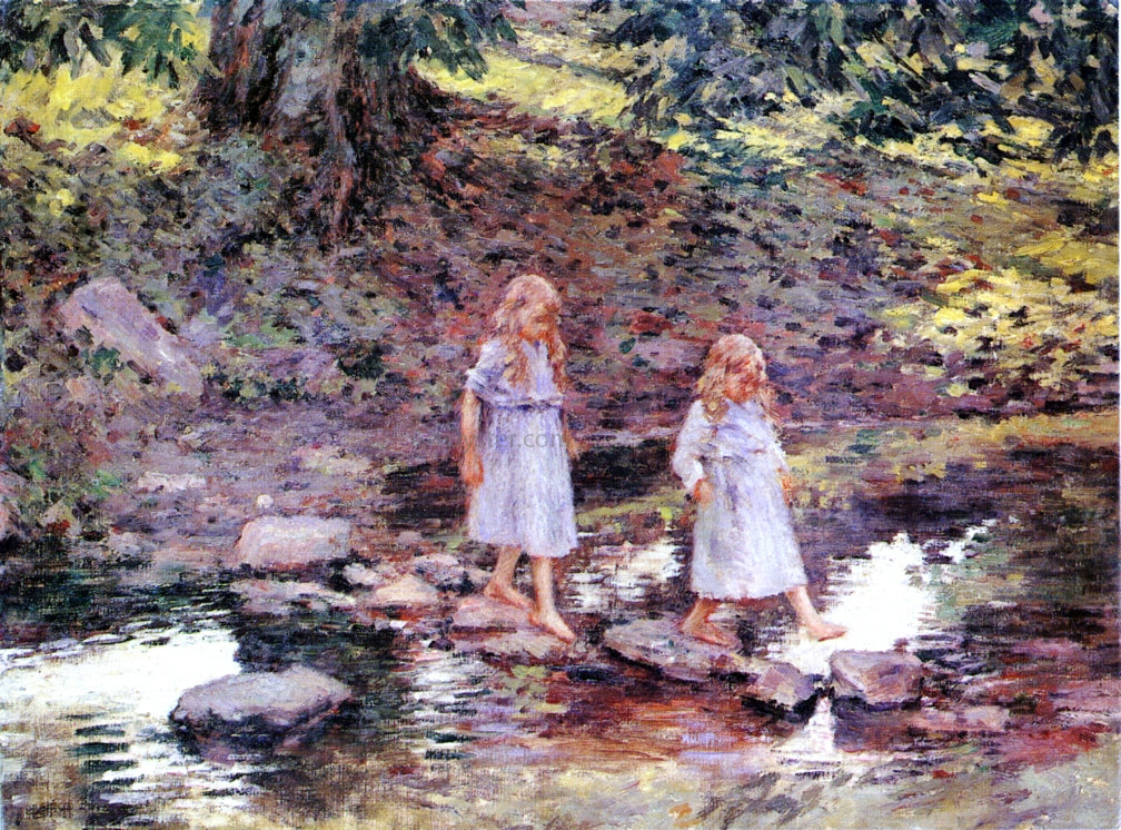 Theodore Robinson Stepping Stones - Hand Painted Oil Painting