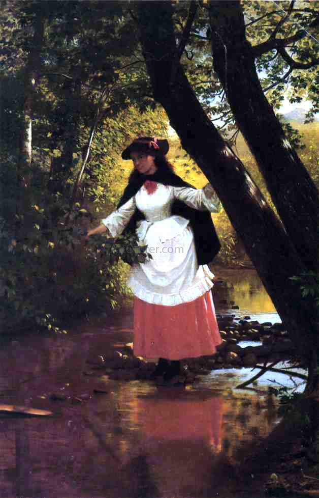 John George Brown Stepping Stones - Hand Painted Oil Painting