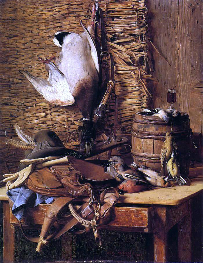 Fritz Mikesch Still Life, A Hunter's Bounty - Hand Painted Oil Painting