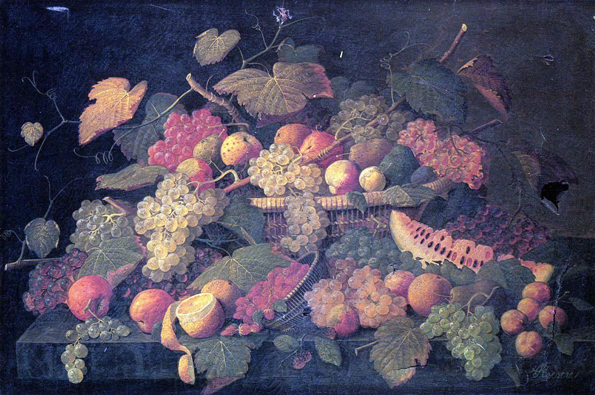  Severin Roesen Still Life: An Abundance of Fruit - Hand Painted Oil Painting