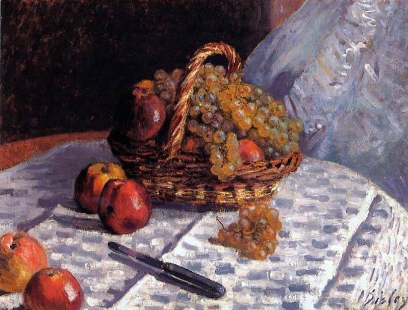 Alfred Sisley Still Life - Apples and Grapes - Hand Painted Oil Painting