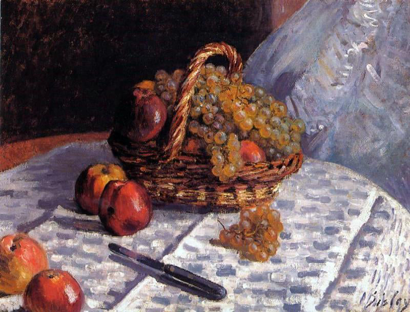  Alfred Sisley Still Life - Apples and Grapes - Hand Painted Oil Painting