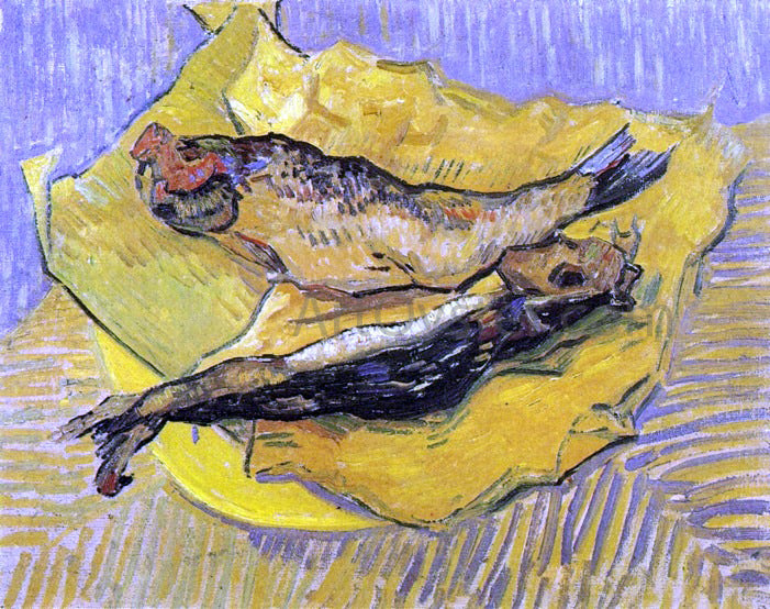 Vincent Van Gogh Still Life: Bloaters on a Piece of Yellow Paper - Hand Painted Oil Painting