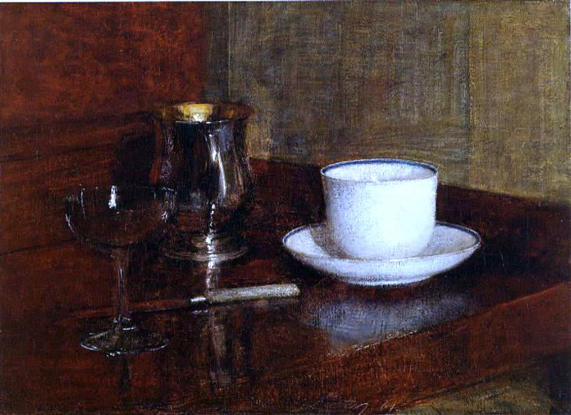Henri Fantin-Latour Still Life: Glass, Silver Goblet and Cup of Champagne - Hand Painted Oil Painting