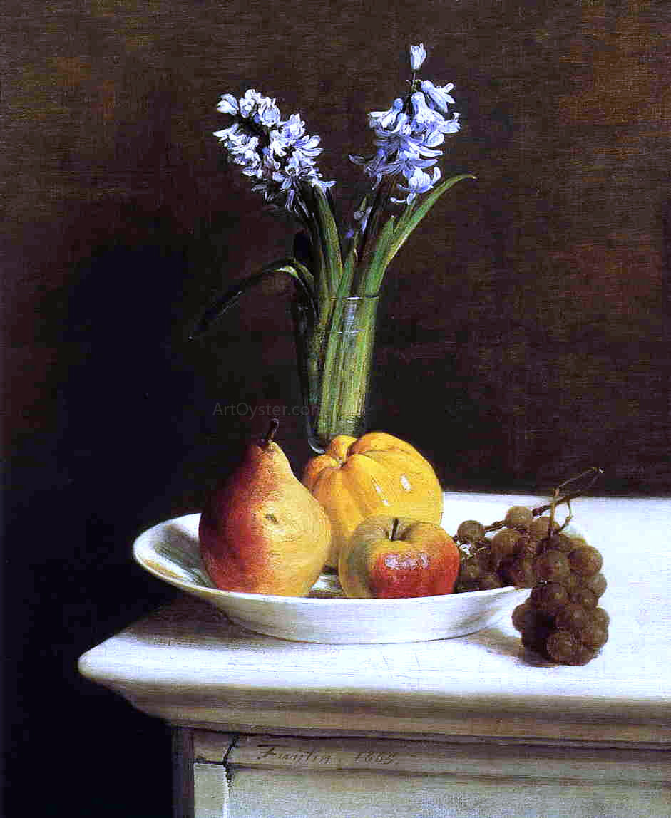 Henri Fantin-Latour Still Life: Hyacinths and Fruit - Hand Painted Oil Painting