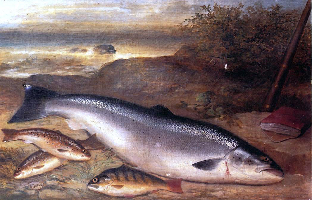 Gustave Joseph Cheret Still Life of Fish - Hand Painted Oil Painting