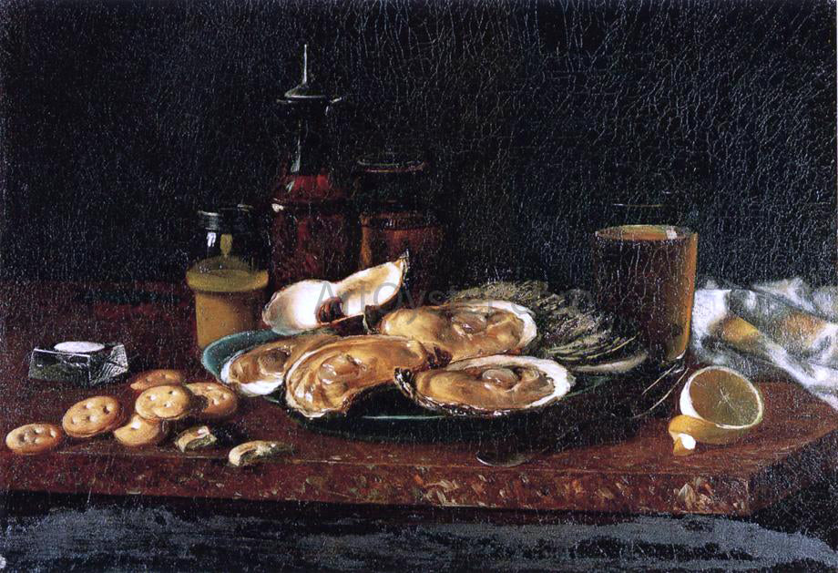 Andrew H. Way Still Life: Oysters on the Half Shell - Hand Painted Oil Painting